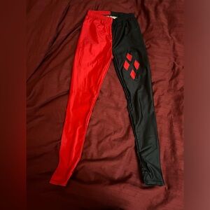 Red & Black Harley Quinn leggings with diamonds